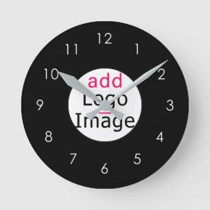 Modern Business Promo Custom Black Round Clock