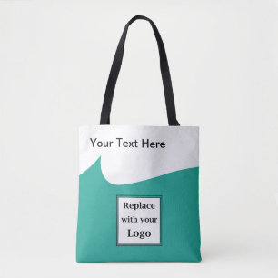 Modern Business Promotional Logo Teal And White  Tote Bag