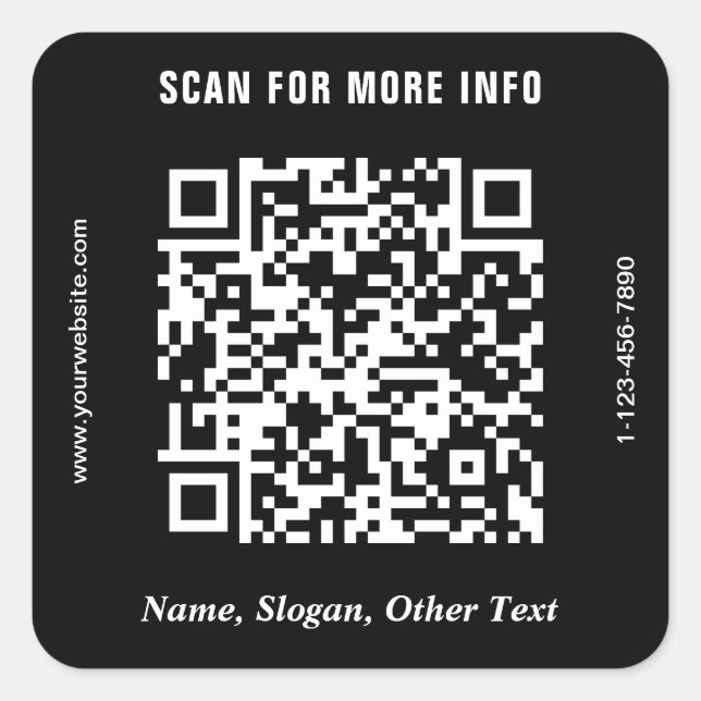 Modern Business QR Code Black Square Sticker (Front)