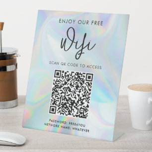 Modern Business QR Code Holographic Wifi Access Pedestal Sign