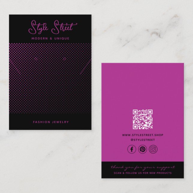 Modern Business QR Code Jewellery Display Cards (Front/Back)