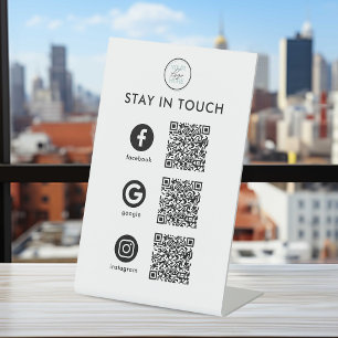 Modern Business QR Code Pedestal Sign