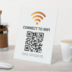 Modern Business QR Code Wifi Network Personalized Pedestal Sign