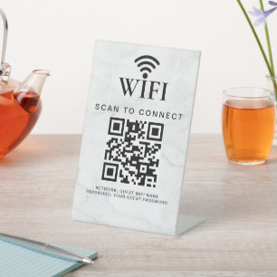 Modern Business QR Code Wifi Network Personalized Pedestal Sign