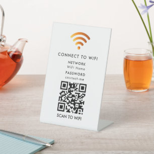 Modern Business QR Code Wifi Network Personalized Pedestal Sign