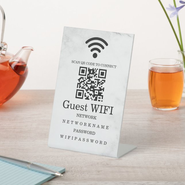 Modern Business QR Code Wifi Network Personalized Pedestal Sign (In SItu)