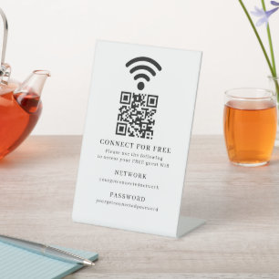 Modern Business QR Code Wifi Network Personalized Pedestal Sign