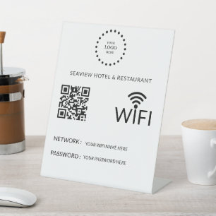 Modern Business QR Code Wifi Network Personalized Pedestal Sign