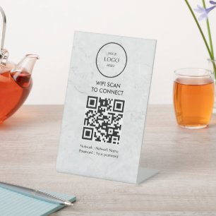 Modern Business QR Code Wifi Network Personalized Pedestal Sign
