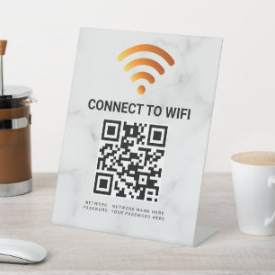 Modern Business QR Code Wifi Network Personalized Pedestal Sign