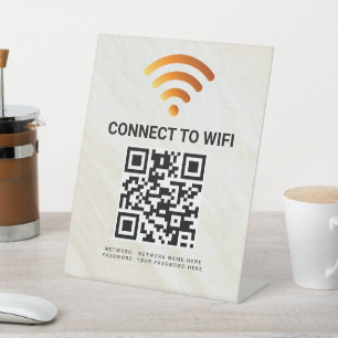 Modern Business QR Code Wifi Network Personalized Pedestal Sign
