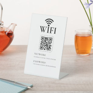 Modern Business QR Code Wifi Network Personalized Pedestal Sign