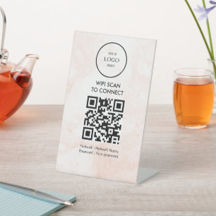 Modern Business QR Code Wifi Network Personalized Pedestal Sign