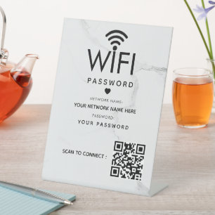 Modern Business QR Code Wifi Network Personalized Pedestal Sign