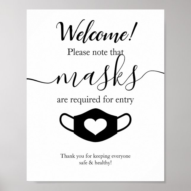 Modern Business Safety Wear Your Face Mask Script Poster (Front)