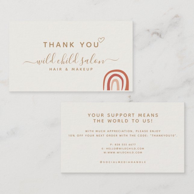 Modern Business Signature Script Thank You Discount Card (Front/Back)