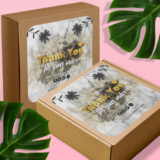 Modern Business Thank You for Your Order Gold Text Square Sticker