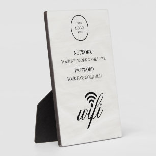 Modern Business Wifi Network and Password Black Plaque