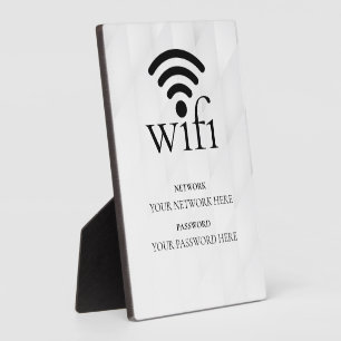 Modern Business Wifi Network and Password Black Plaque