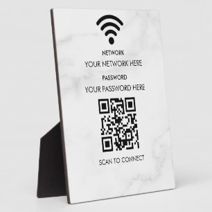 Modern Business Wifi Network and Password Black Plaque