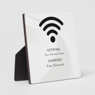 Modern Business Wifi Network and Password Black  Plaque