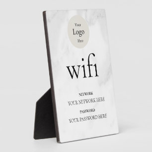 Modern Business Wifi Network and Password Black  Plaque