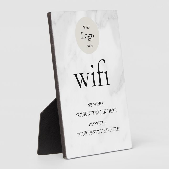 Modern Business Wifi Network and Password Black  Plaque (Side)