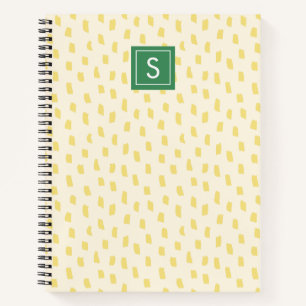 Modern Butter Yellow Brush Strokes Monogram Notebook