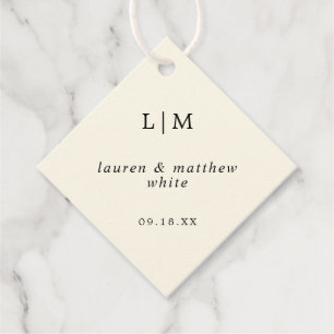 Modern Butter Yellow Monogram Elegant Wedding Favour Tags