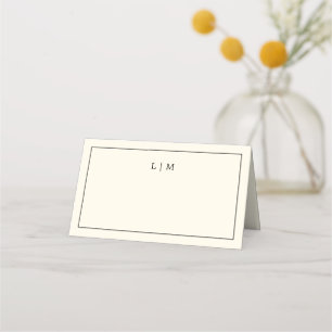 Modern Butter Yellow Monogram Elegant Wedding Place Card