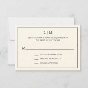 Modern Butter Yellow Monogram Elegant Wedding RSVP Card