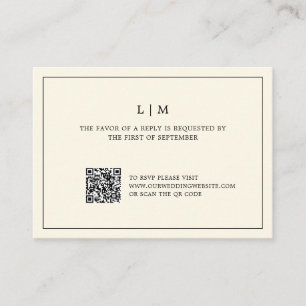 Modern Butter Yellow Monogram QR Code Wedding RSVP Card