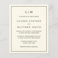Modern Butter Yellow Monogram Wedding Invitation