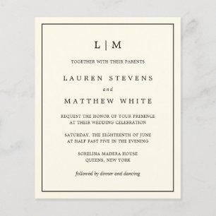 Modern Butter Yellow Monogram Wedding Invitation