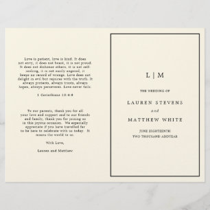 Modern Butter Yellow Monogram Wedding Program