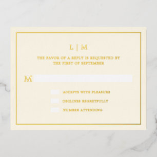 Modern Butter Yellow Monogram Wedding RSVP Card