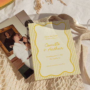Modern Butter Yellow Wedding Save the Date 