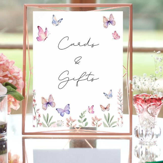 Modern Butterflies Bridal Shower Cards and Gifts Poster (Creator Uploaded)