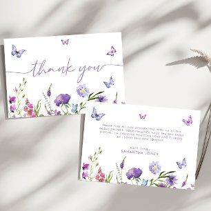 Modern Butterflies Bridal Shower Floral Thank You Card