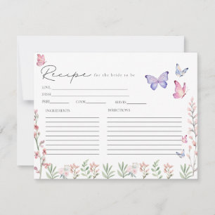 Modern Butterflies Bridal Shower Recipe Card