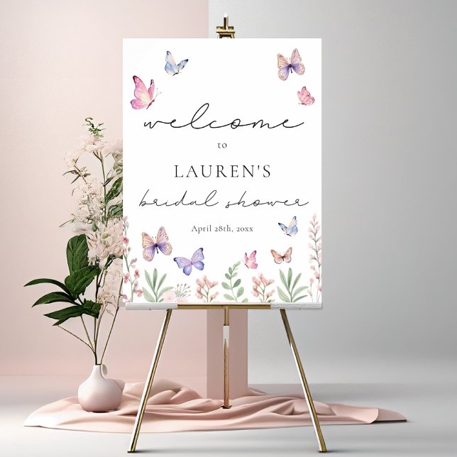Modern Butterflies Bridal Shower Welcome Sign (Creator Uploaded)