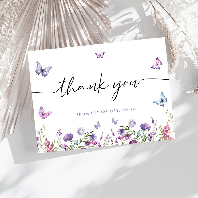 Modern Butterflies  Bridal Shower Welcome Sign Thank You Card (Creator Uploaded)