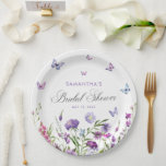 Modern Butterflies  Floral Purple Bridal Shower  Paper Plate<br><div class="desc">Introducing our "Lifetime of Butterflies" Purple Floral Wildflowers Bridal Shower Celebrate the bride-to-be with elegance and charm. Adorned with delicate purple florals reminiscent of a lifetime of happiness, this invitation sets the perfect tone for a delightful bridal shower celebration. Join us as we honour the bride and shower her with...</div>
