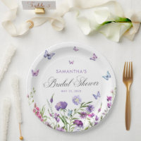 Modern Butterflies  Floral Purple Bridal Shower 