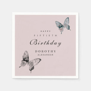 Modern Butterfly ANY Milestone Adult Birthday Napkin
