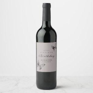 Modern Butterfly ANY Milestone Adult Birthday Wine Label