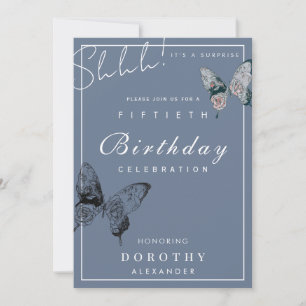 Modern Butterfly ANY Milestone Surprise Birthday Invitation