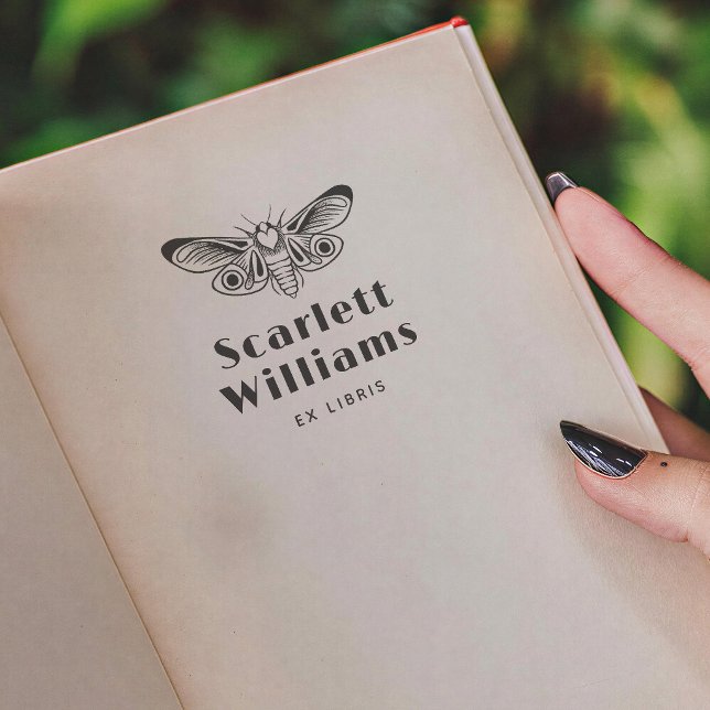 Modern Butterfly Bold Typography Ex Libris Book Self-inking Stamp (Creator Uploaded)