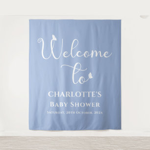 Modern Butterfly Calligraphy Baby Shower Backdrop Tapestry