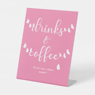 Modern Butterfly Calligraphy Drinks & Coffee Pedestal Sign